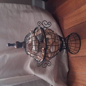Decorative Wire Basket with Natural Accents